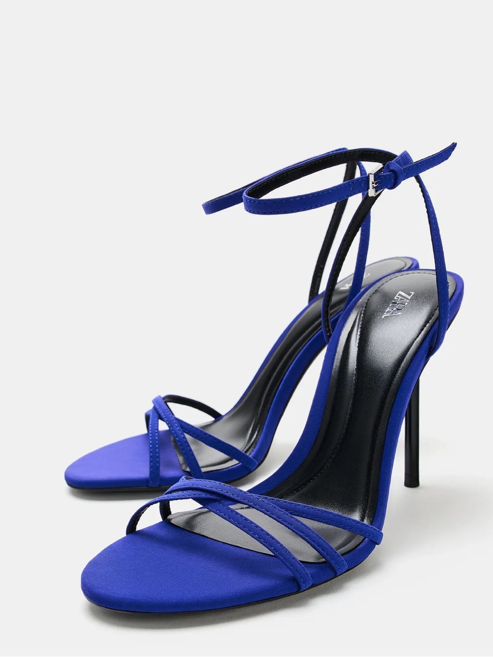 Zara Cobalt Blue Strappy Ankle‑Tie Stiletto Sandals